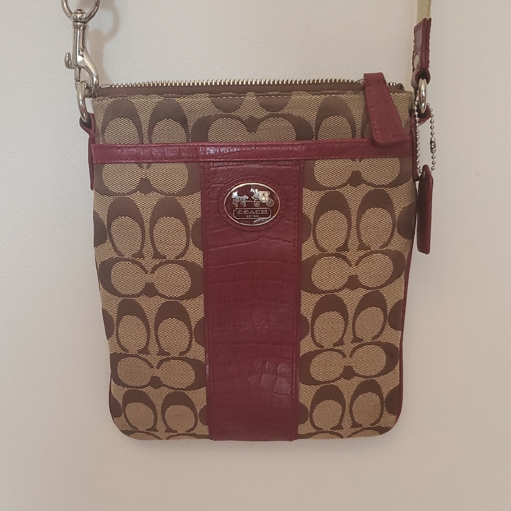 Coach Brown and Red Crossbody Bag